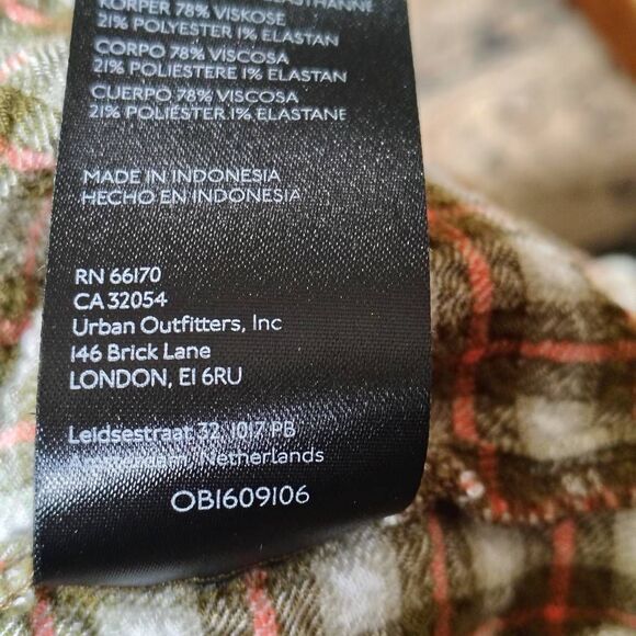 Pilcro Oversized Flannel Button Down – Green & Pink Plaid, Women’s Medium - Picture 7 of 7